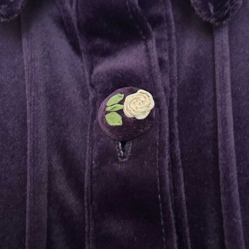Coldwater Creek Velvet Maxi Dress PS Purple Embroidered Buttons - Picture 7 of 16